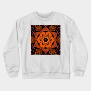 Cartoon Mandala Flower Orange Pink and Black Crewneck Sweatshirt